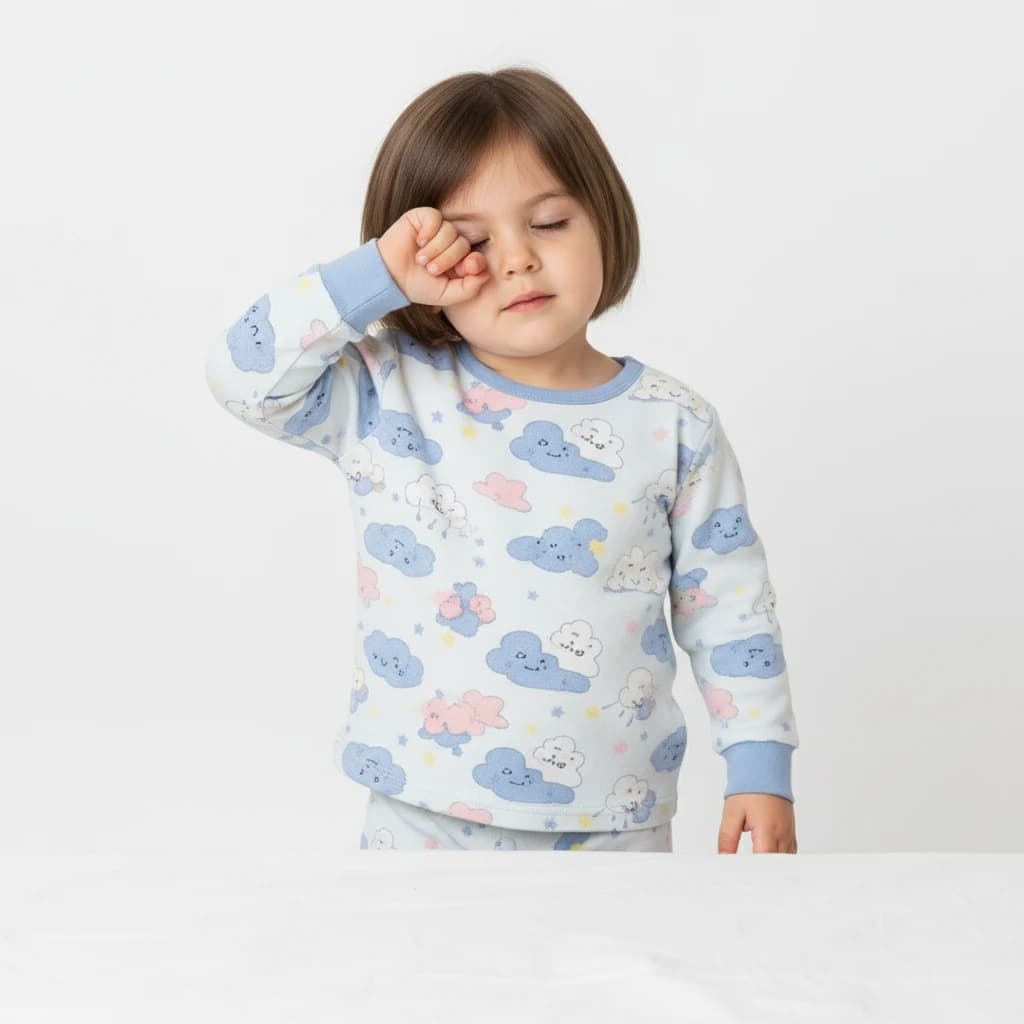 Kid Rubbing the eyes after waking up