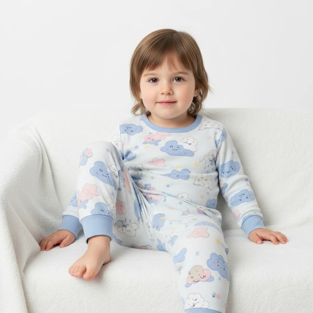 Kid seated relaxed comfortably 