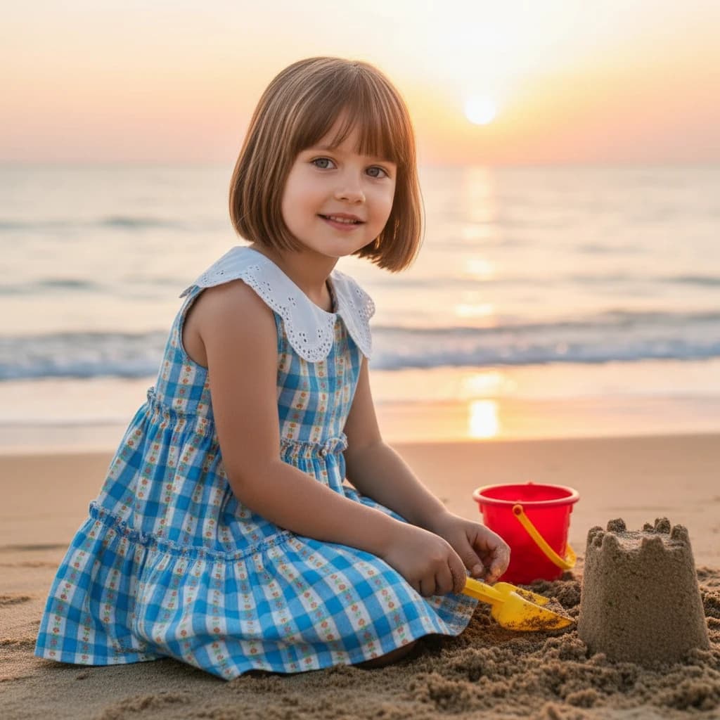 Side shot - Full - Building a sand castle 