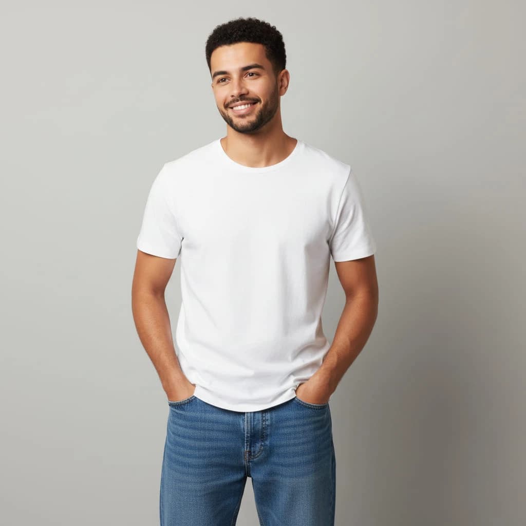 Front closeup shot - Upper body - Hands on Pockets