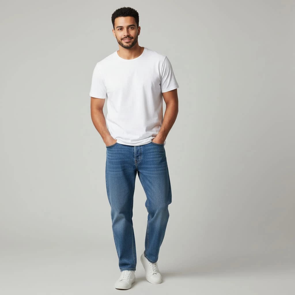 Front shot - Full - Both hands in pocket 