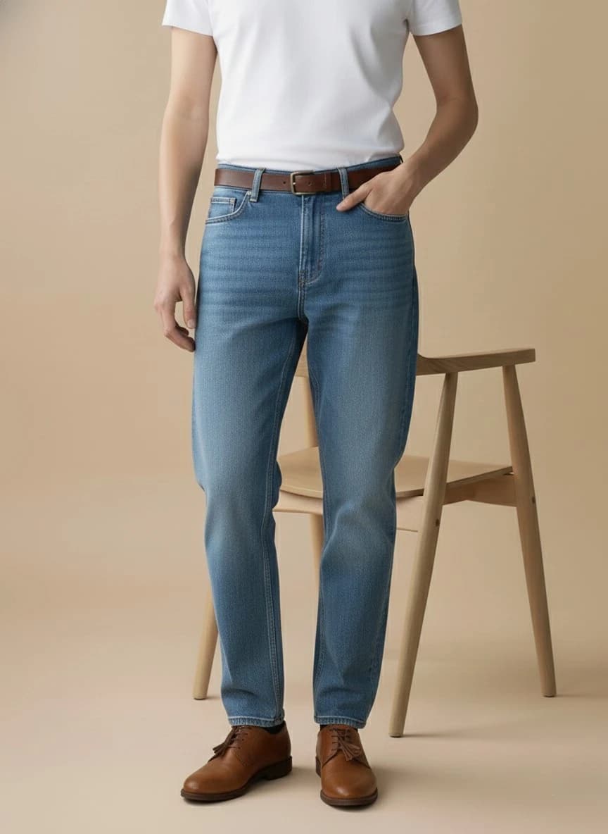Side shot - Half body - One hand in pocket 