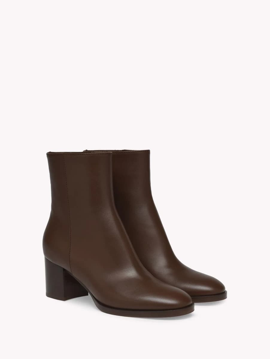 Square-toe suede brown ankle boots