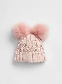 Pink cable knit beanie
