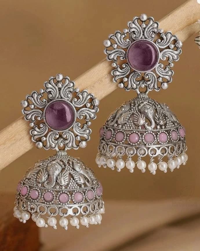 Oxidised matif jhumkha