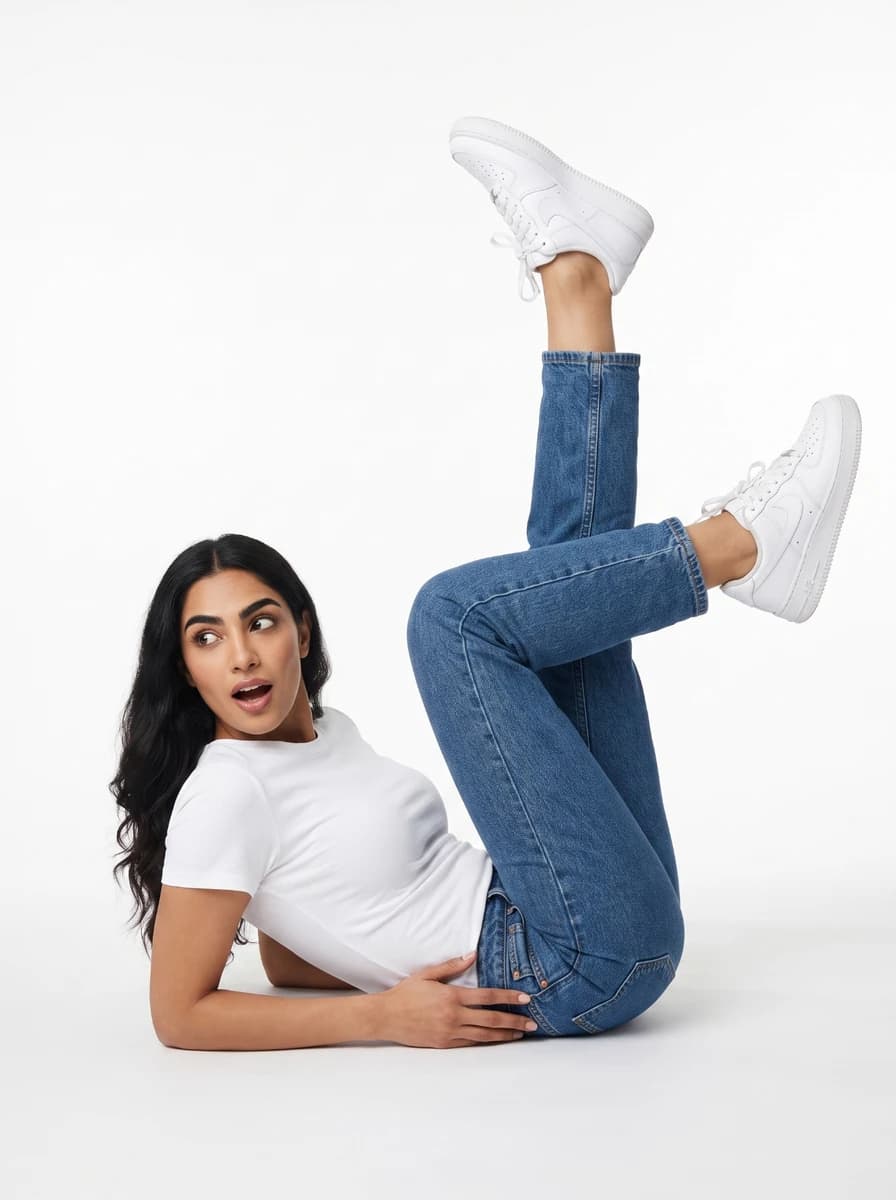 Side shot - Full - Lying on her back on the floor