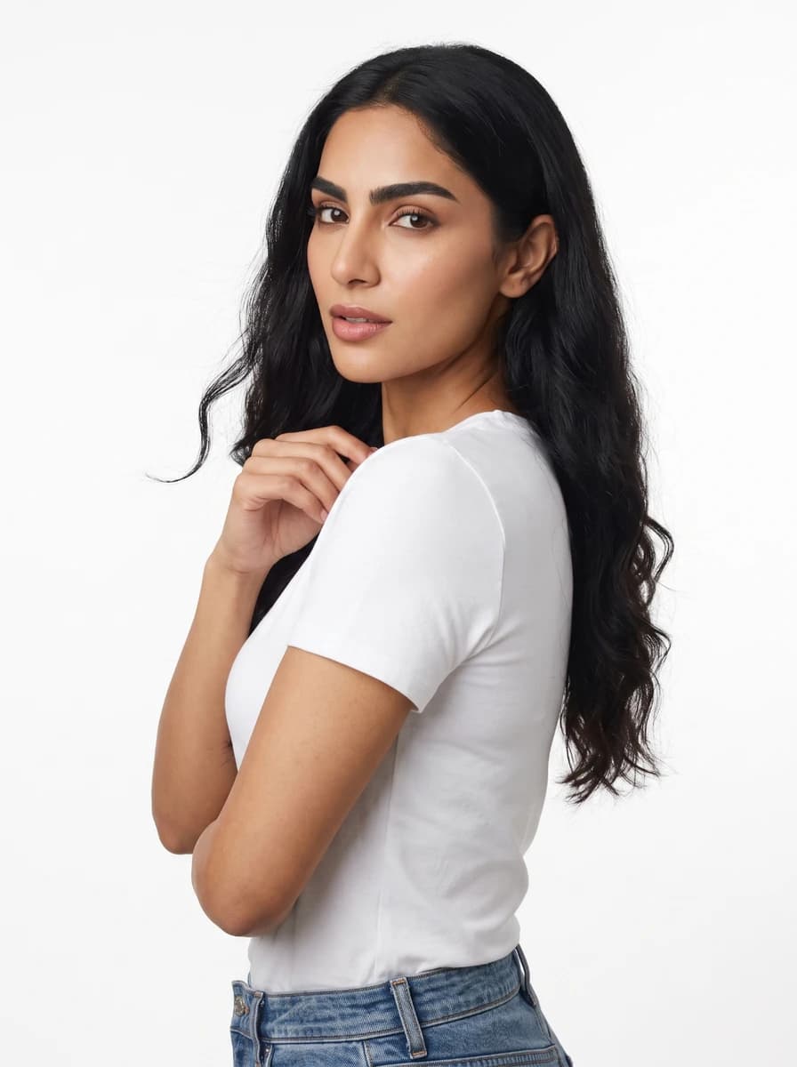 Side shot - 3\4th body - The Over-the-Shoulder Off-Shoulder Gaze