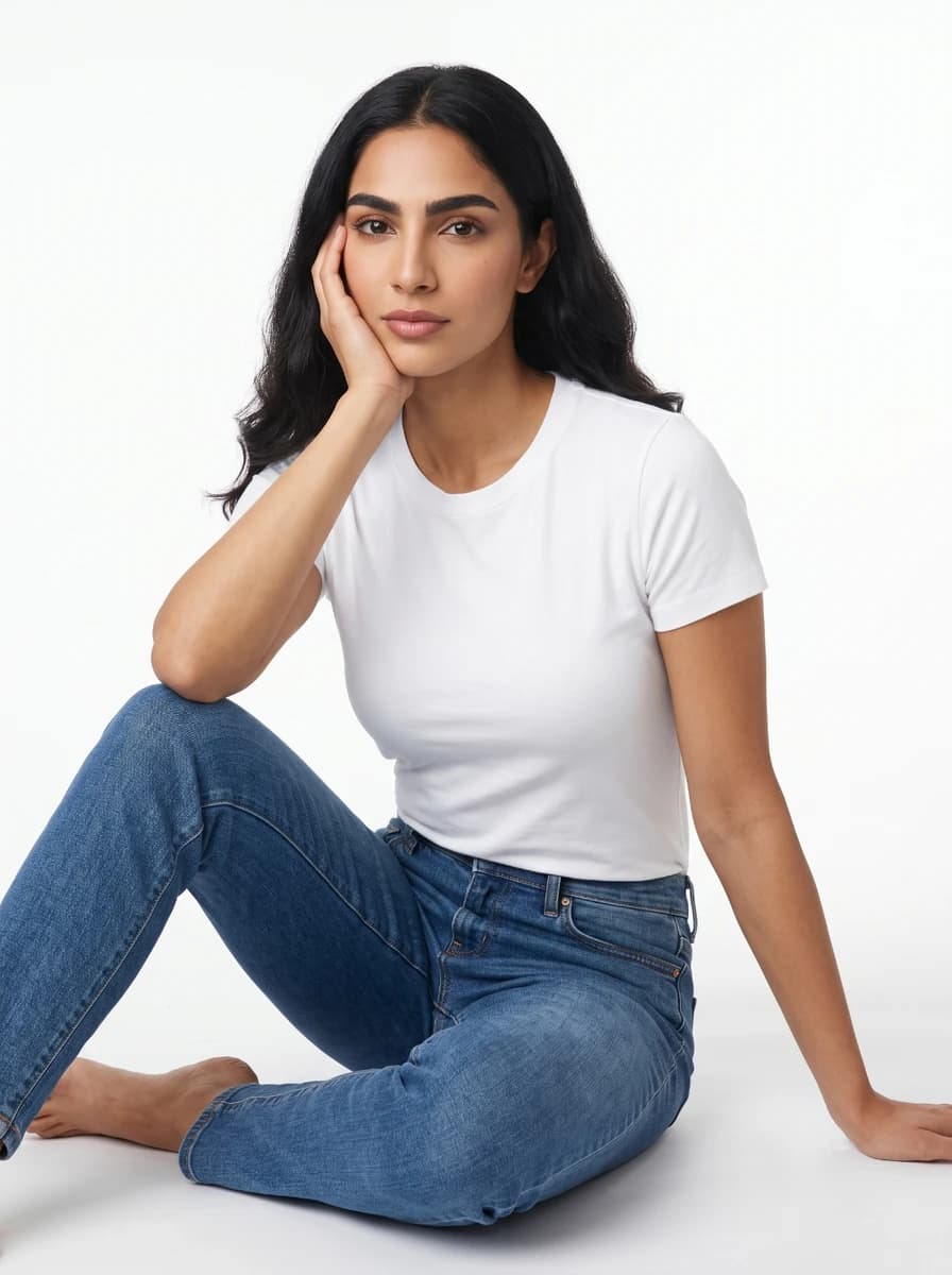 Front shot - Full - Cross-legged sitting position on the floor