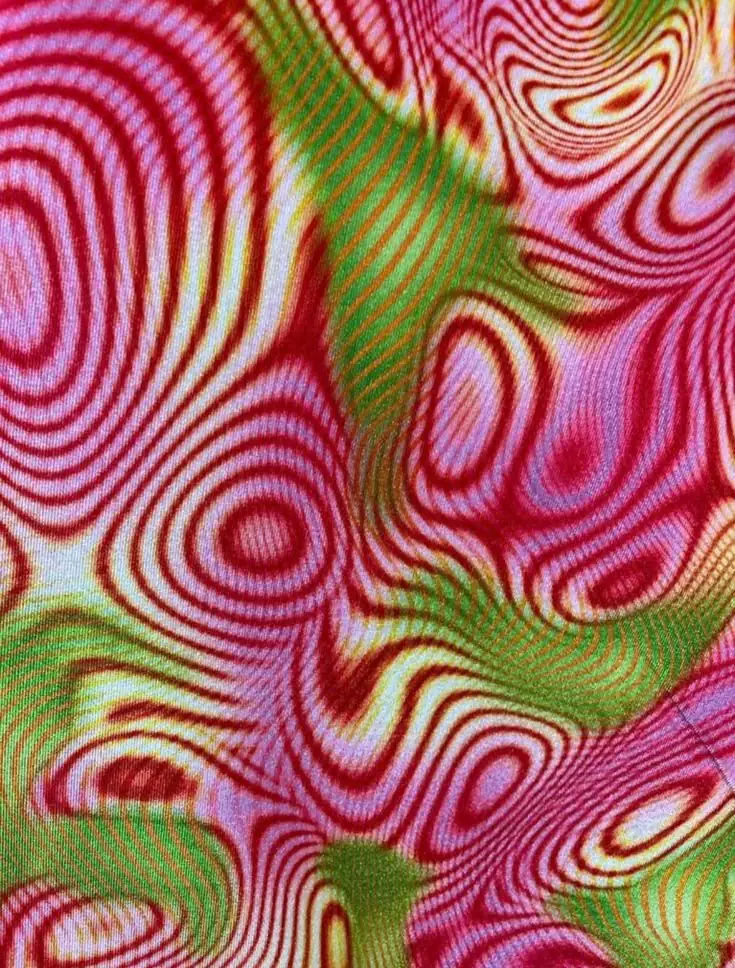 Pink and lime green ripple print fabric