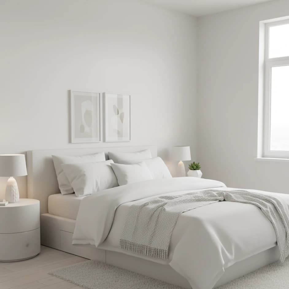 Minimal white bedroom