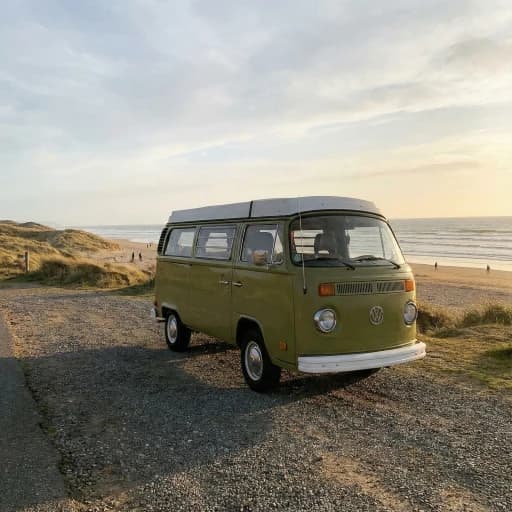 A green camper van