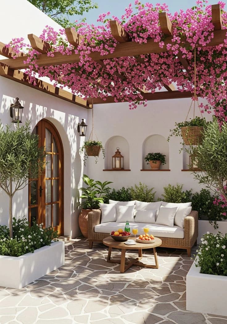 The romantic mediterranean sun-drenched patio