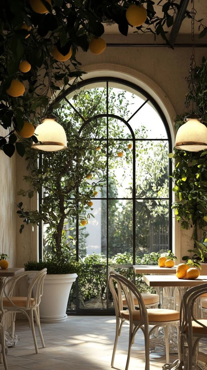 Mediterranean conservatory lemon grove dining room