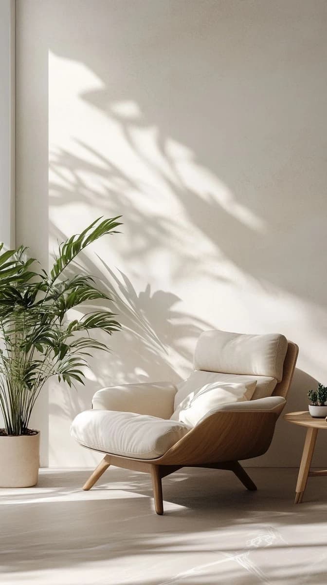 Sun-dappled japandi interior backdrop