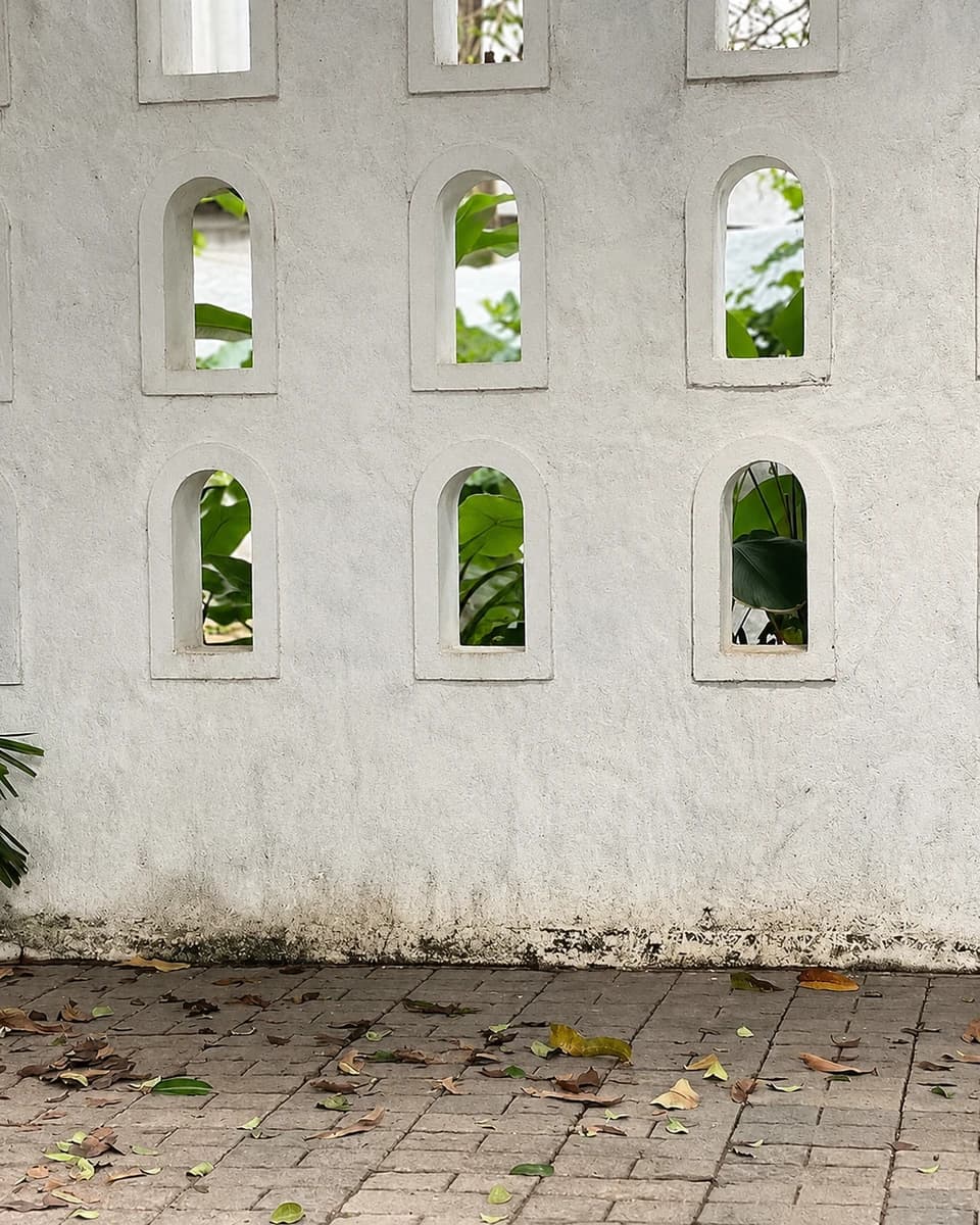 Off white plaster wall a handcrafted architectural design