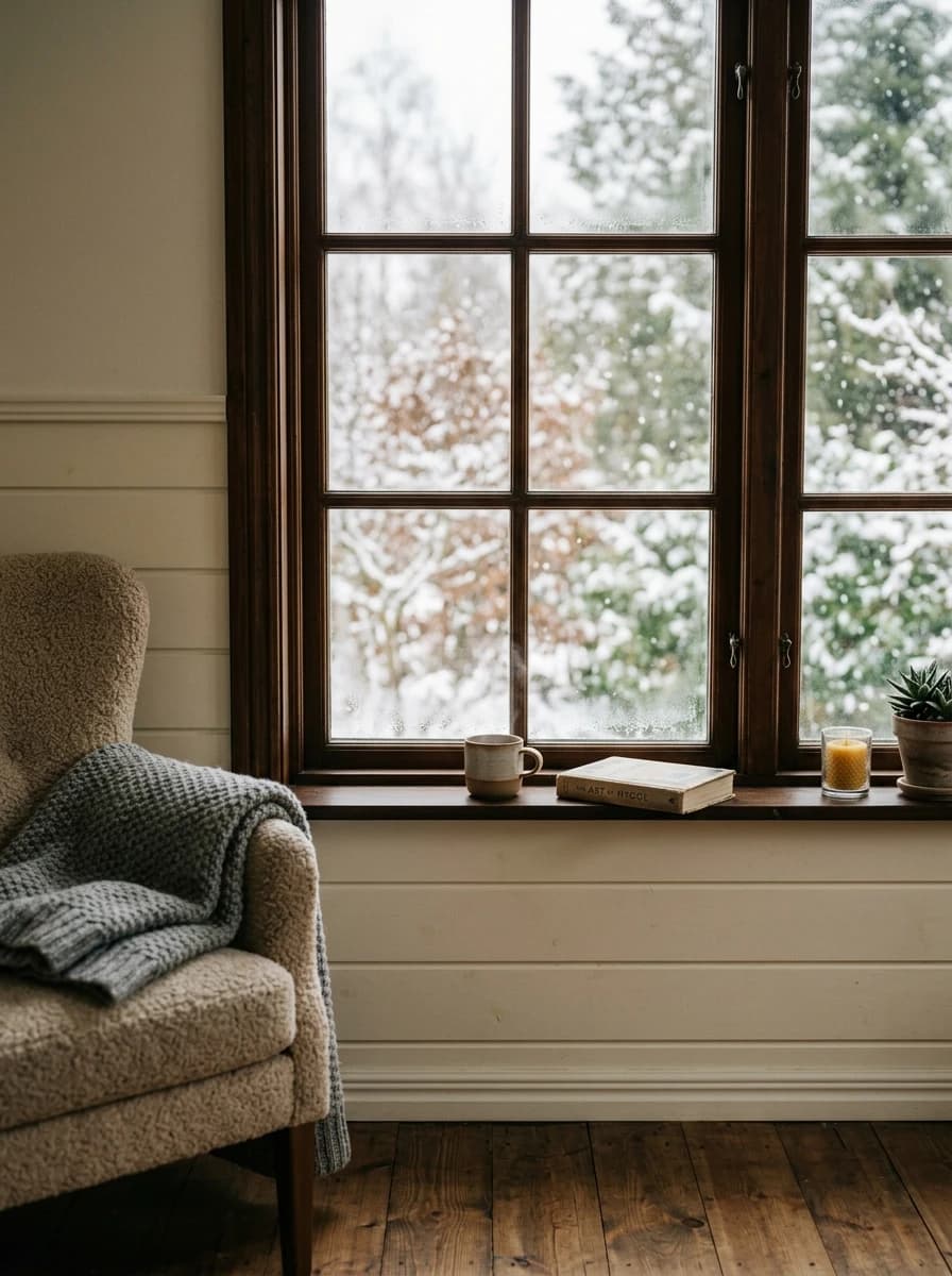 Cozy serene cottage room (Winter)